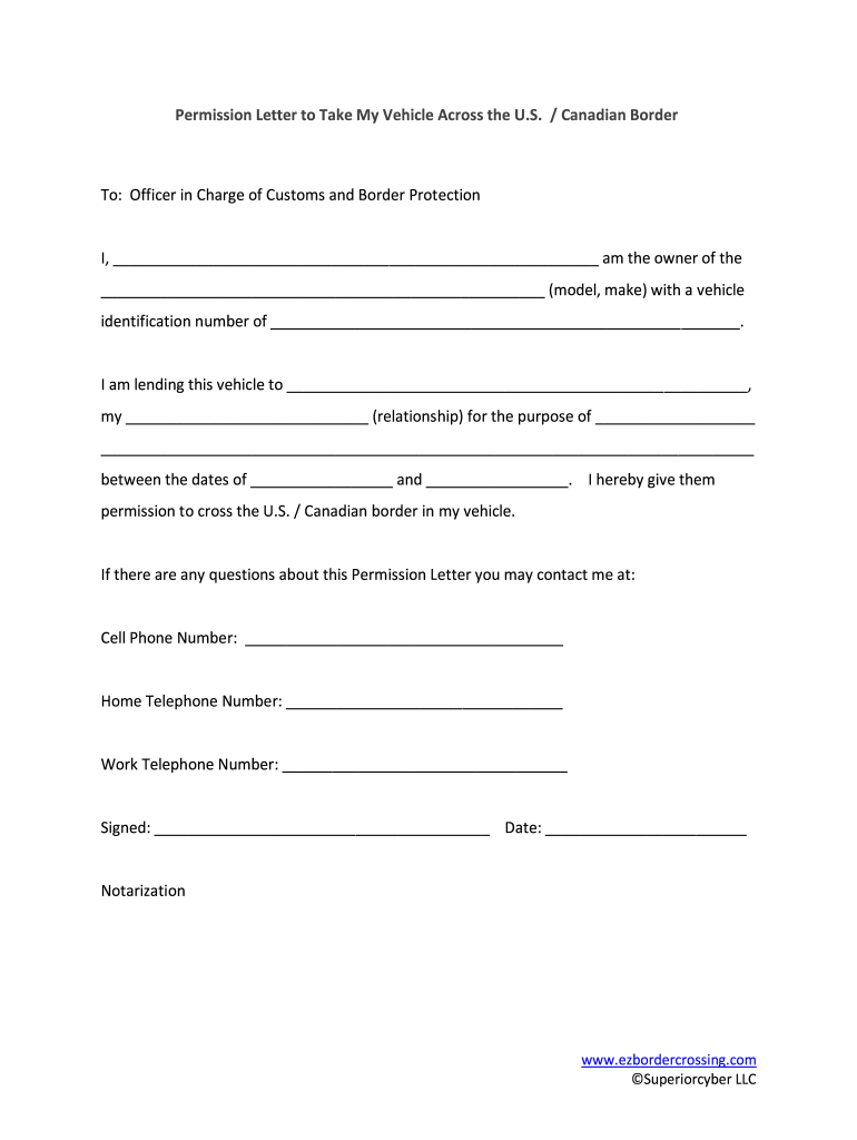 Vehicle Permission Letter Online Form